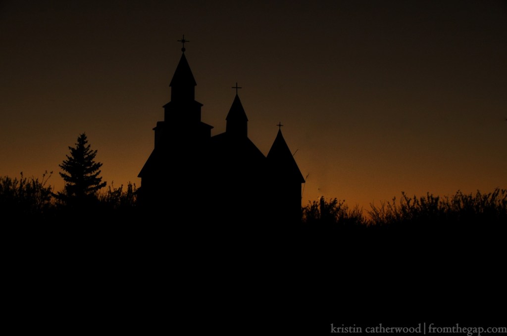 Sts. Peter and Paul silhouetted against the darkening sky. September 6, 2014. 